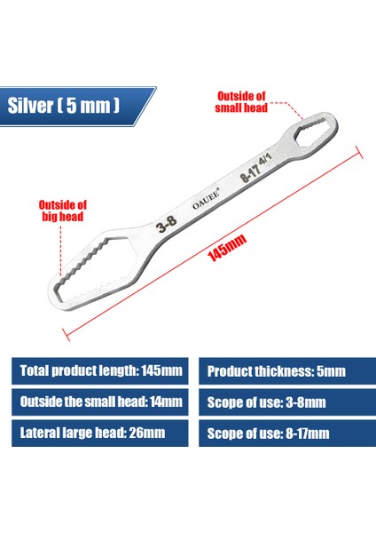 145MM 5mm Simli Tarz Evrensel Torx Anahtarı Ayarlanabilir Çok Fonksiyonlu Anahtar Tahtası Çift Başlı Çok (Yurt Dışından)