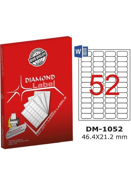Diamond Lazer Etiket DM-1052 46.4X21.2 mm