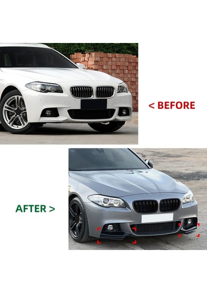 Araba Parlak Siyah Ön Ön Tampon Açı Difüzör Splitter Spoiler Koruyucu Bmw 5 Serisi Için F10 F11 M Spor 2011-2017 (Yurt Dışından)