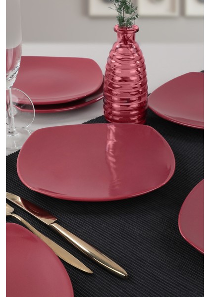 Yılbaşı Carmen Kırmızı Köşem Pasta Tabağı 22 cm 6 Adet fiyatları