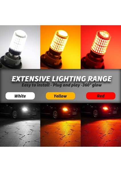 2 Adet LED Ampul 3156 P27W T25 3014 144SMD Canbus Lambası Yüksek Parlaklık Araba Arka Ampul Fren Lambaları Geri Vites Sinyal Lambası Kırmızı (Yurt Dışından)