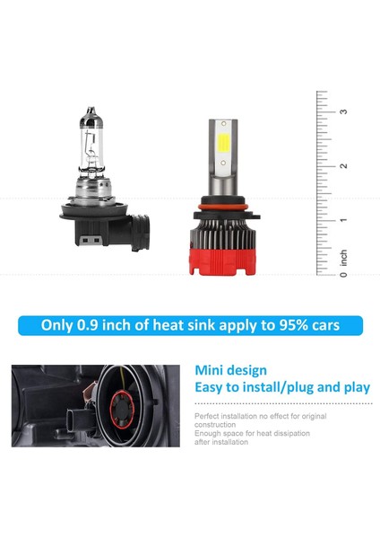 9006 LED Far Ampulleri 6000K Hb4 Hı/kısa Huzme 55W 8000 Lümen Sis Lambası Parlak Su Geçirmez Dob Kiti 2 Lamba 360° Dönüş (Yurt Dışından) modelleri