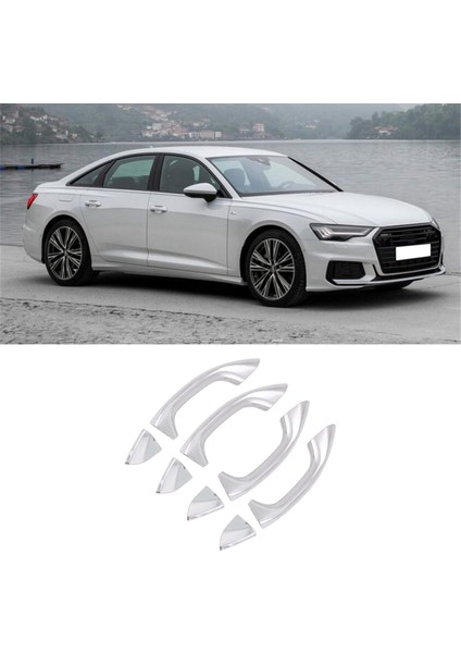Araba Dış Kapı Kulp Kılıfı Trim Abs Etiket Dekorasyon Aksesuarları Audi A6 2019 2020 2021 B (Yurt Dışından)