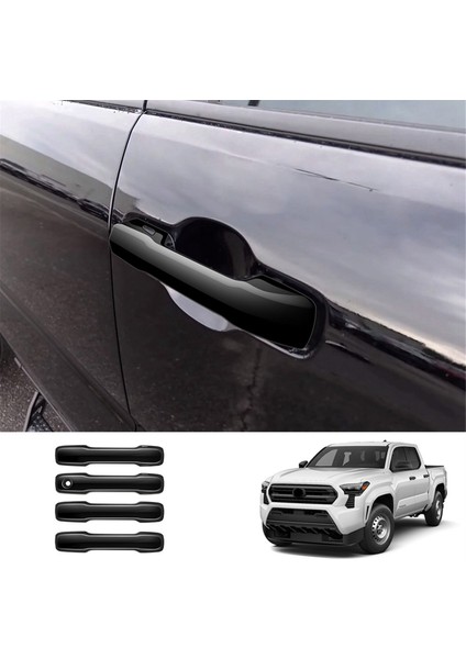 Toyota Tacoma 2024 Için Araba Kapı Kolu Kılıfı Araba Dış Kolu Kılıfı Trim Araba Iç Aksesuarları Parlak Siyah (Yurt Dışından)
