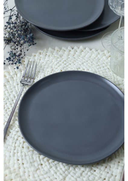 Mat Gri Sardes Pasta Tabağı 22 cm 6 Adet 959 modelleri