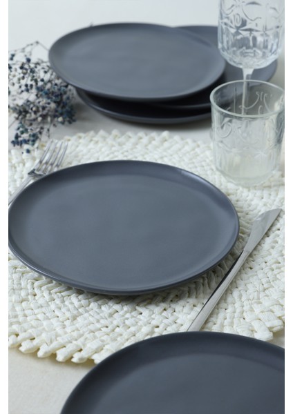 Mat Gri Sardes Pasta Tabağı 22 cm 6 Adet 959 fırsatları