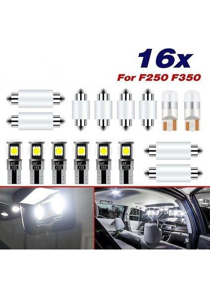 16 Adet Otomobil Parçaları Iç Aydınlatma Gövde Işıkları Ford F250 F350 1999-2017 Beyaz LED Işık Iç Kiti Ampuller (Yurt Dışından)