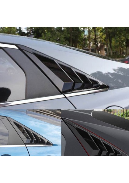 Parlak Siyah Arka Yan Havalandırma Çeyrek Pencere Panjur Panjur Kapağı Trim Hyundai Elantra 2021-2023 Için (Yurt Dışından)