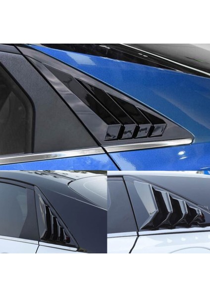 Parlak Siyah Arka Yan Havalandırma Çeyrek Pencere Panjur Panjur Kapağı Trim Hyundai Elantra 2021-2023 Için (Yurt Dışından)