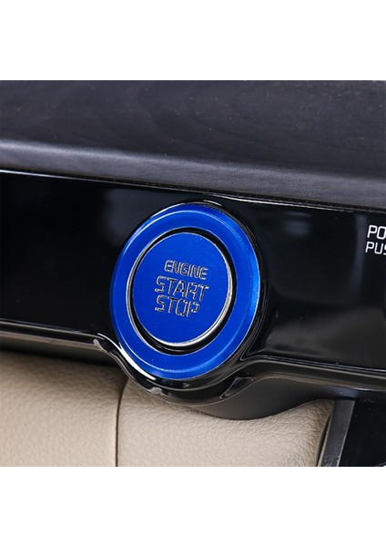 Araba Start Motor Düğmesi Kapağı Durdurma Anahtarı Kontak Anahtarı Sticker Trim Kia Carnival Ka4 2021 2022 Mavi (Yurt Dışından)