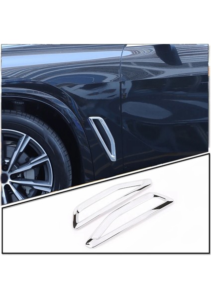 Araba Yan Hava Menfezi Akışı Çamurluk Çerçeve Kapağı Trim Sticker Aksesuarları Bmw X5 G05 2019-2023 - Gümüş (Yurt Dışından)