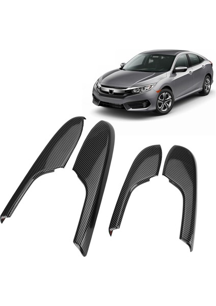 Honda Civic 2016-2020 Için 4x Karbon Fiber Iç Kapı Kol Dayama Paneli Döşeme Kapağı (Yurt Dışından)