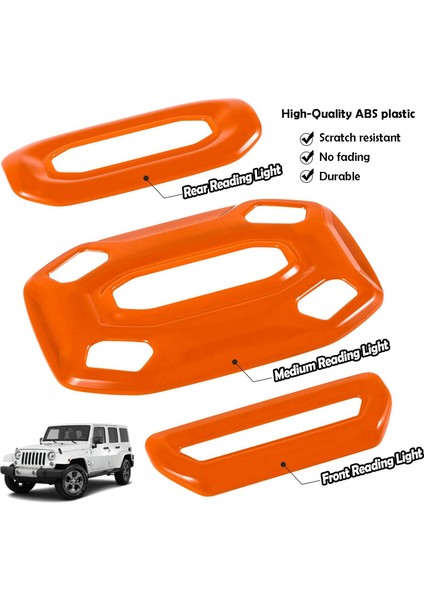 3 Adet/takım Ön Orta Arka Okuma Işığı Paneli Kapak Trimler 2018-2021 Jeep Wrangler Jl Jlu ve Gladyatör Jt (Turuncu) (Yurt Dışından)
