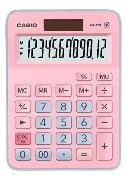 Casio MX-12B Pembe Masaüstü Hesap Makinesi