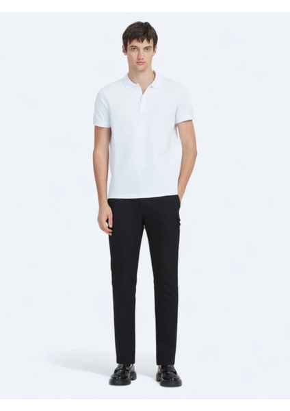 Beyaz Düz Polo Yaka %100 Pamuk T-Shirt fiyatları