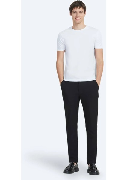 Beyaz Düz Bisiklet Yaka %100 Pamuk T-Shirt fiyatları