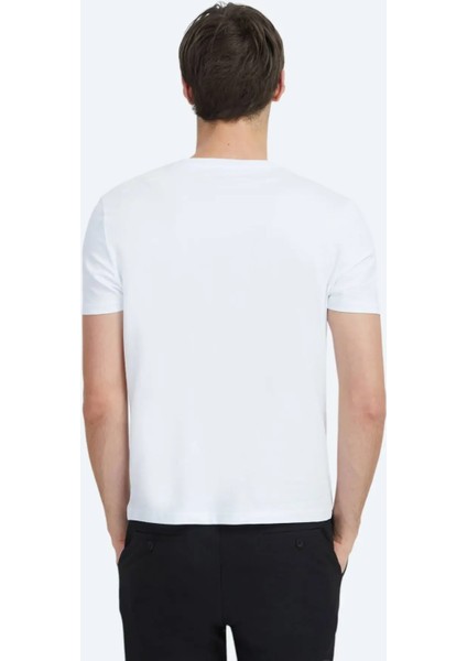 Beyaz Düz Bisiklet Yaka %100 Pamuk T-Shirt fırsatları