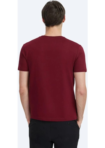 Bordo Baskılı Bisiklet Yaka %100 Pamuk T-Shirt fırsatları