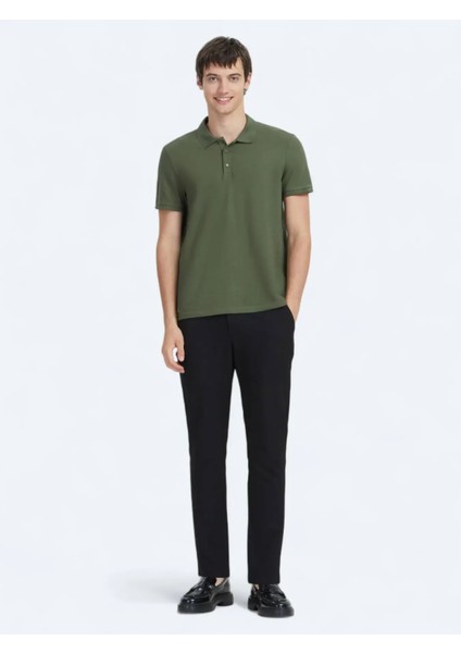 Haki Düz Polo Yaka %100 Pamuk T-Shirt fiyatları