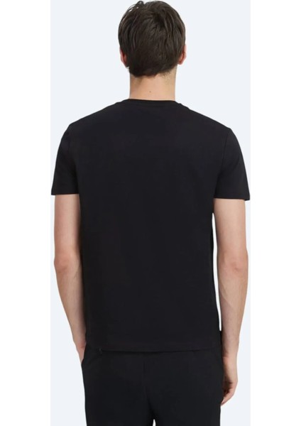 Siyah Baskılı Bisiklet Yaka %100 Pamuk T-Shirt fırsatları