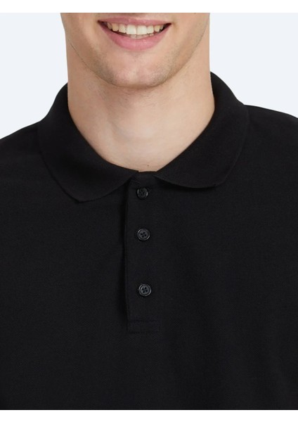 Siyah Düz Polo Yaka %100 Pamuk T-Shirt fırsatları
