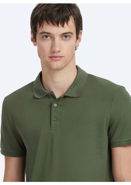 Haki Düz Polo Yaka %100 Pamuk T-Shirt modelleri