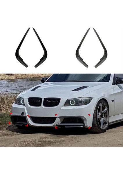 Araba Ön Ön Tampon Splitter Spoiler Şeritler Bmw 3 Serisi Için E90 E91 M Spor 2005-2008 Hava Bıçağı Düzeltir Parlak Siyah (Yurt Dışından)