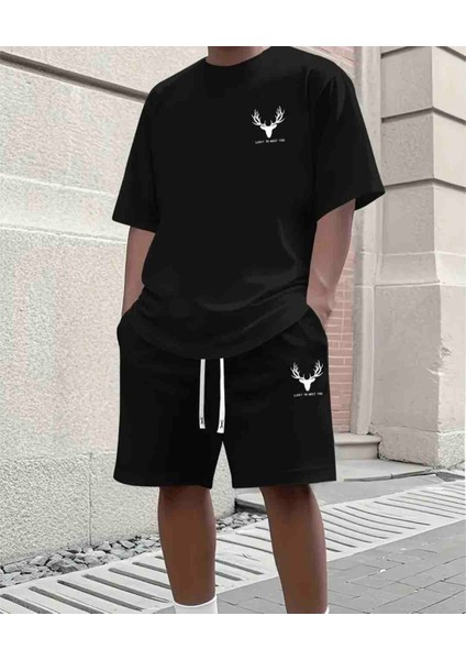 Geyik Baskılı Özel Tasarım Oversize Alt Üst Takım