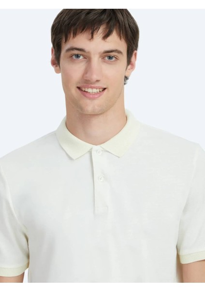 Ekru Polo Yaka %100 Pamuk T-Shirt modelleri