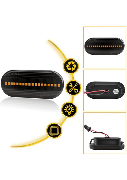 Vw Passat Golf Polo Ford Için Çamurluk Yan Dönüş Sinyali 12V LED Streaming Yan Işık 14805294 4M5A13K309AA Siyah Kabuk (Yurt Dışından)