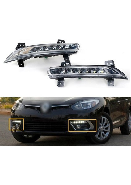 Araba Ön Sağ LED Drl Sis Lambası Renault Fluence 2014+ Otomatik Sürüş Lambası Gündüz Çalışan Işık Tampon Lambası (Yurt Dışından)