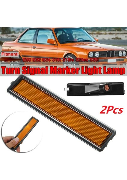 2x Sarı Arka Yan Dönüş Sinyal Lambası Lambası Mercek Kapağı Kabuğu-Bmw E30 E32 E34 318I 318IS 325ES 325I 63141377849 (Yurt Dışından)