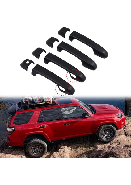 Araba Dış Kapı Kulp Kılıfı Trim Toyota Prado J150 2010-2019 Dış, Akıllı Anahtar Delikli Mat Siyah (Yurt Dışından)