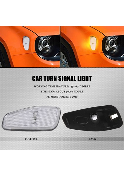Araba Yan Yansıma Uyarı Dönüş Sinyali Işık Lambası Ön Dönüş Sinyalleri Işık Jeep Renegade 2014-2017 Için Beyaz (Yurt Dışından)