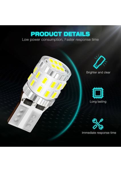 10X T10 W5W LED Canbus Ampuller 168 194 3014 Smd Araba Park Lambası Plaka Lambası Boşluk Lambaları Okuma Lambaları Beyaz (Yurt Dışından)