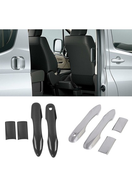 4 Adet Araba Aksesuarları Karbon Fiber Dış Kapı Kulp Kılıfı Abs Dekorasyon Koruyucu Krom Trim Toyota Hiace 2019 Için B (Yurt Dışından)