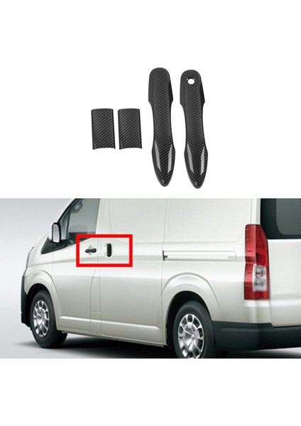 4 Adet Araba Aksesuarları Karbon Fiber Dış Kapı Kulp Kılıfı Abs Dekorasyon Koruyucu Krom Trim Toyota Hiace 2019 Için B (Yurt Dışından)