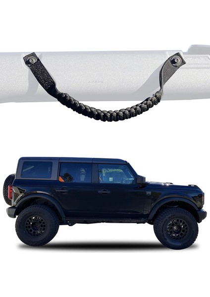 Roll Tutma Kolları Paracord Tutma Kolu Ford Bronco 2021 2022 Aksesuarları, 2 Paket (Siyah) (Yurt Dışından)