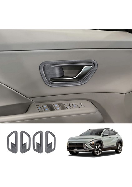 Hyundai Kona 2024+ Için Araba Iç Kapı Kolu Kase Kapağı Döşemesi Araba Iç Aksesuarları Ahşap Desen (Yurt Dışından)