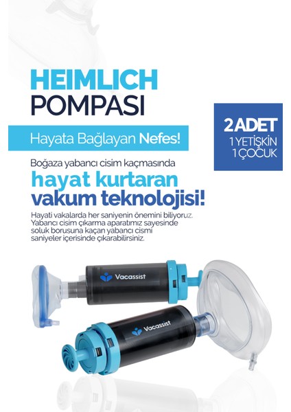 Hemlik Pompası - Hemlich Manevrası - Boğulma Önleyici Cihaz - 1 Adet Yetişkin 1 Adet Çocuk