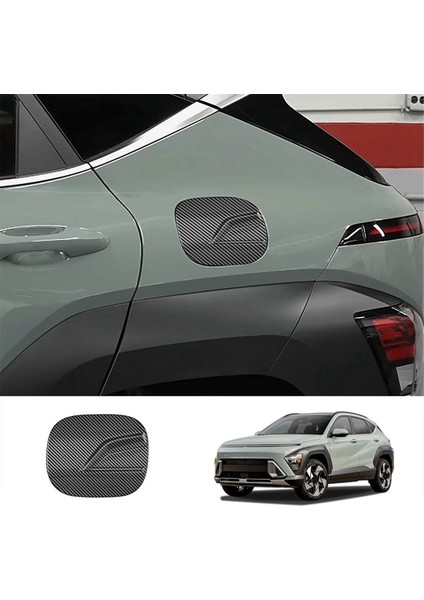 Araba Kapısı Yakıt Deposu Benzin Kapağı Dekorasyon Kapağı Trim Hyundai Kona 2024+ Araba Dış Aksesuarları Karbon Fiber Desen (Yurt Dışından)
