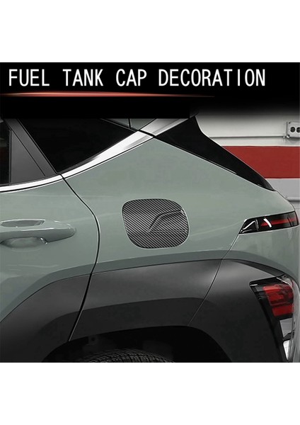 Araba Kapısı Yakıt Deposu Benzin Kapağı Dekorasyon Kapağı Trim Hyundai Kona 2024+ Araba Dış Aksesuarları Karbon Fiber Desen (Yurt Dışından)
