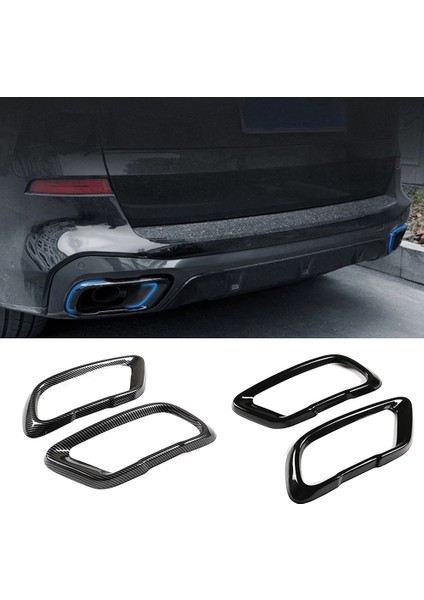 Araba Kuyruk Boğazı Dekoratif Çerçeve Kuyruk Susturucu Egzoz Borusu Çıkış Kapağı-Bmw X5 G05 X6 G06 X7 G07 2019-2021 Siyah (Yurt Dışından)