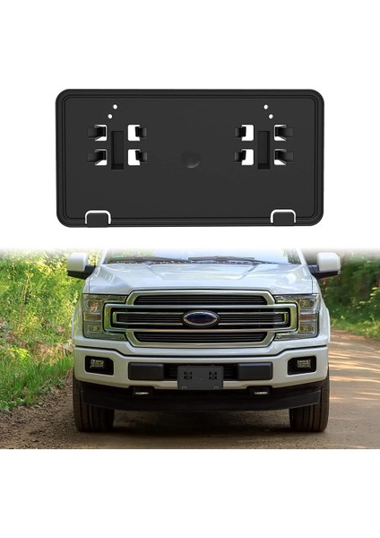 Ön Tampon Plaka Braketi Tutucu Çerçeve JL3Z-17A385-BA Ford F150 2018 2019 2020 Aksesuarları, Siyah (Yurt Dışından)