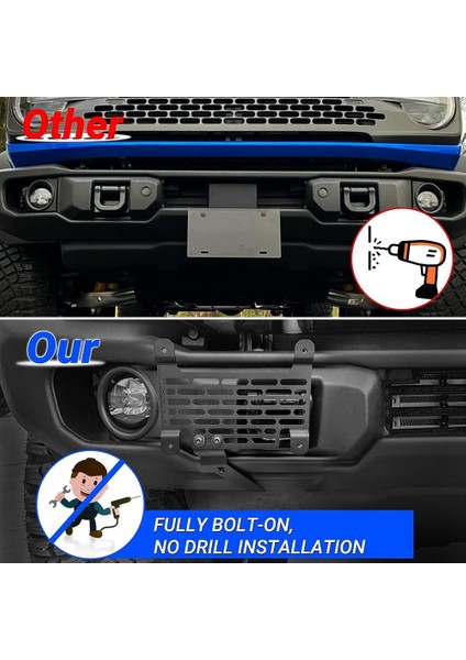 Ford Bronco 2021 2022 2023 Için Ön Plaka Tutucu Çerçeve Montaj Aksesuarları (Yetenekli Çelik Tampon Için) (Yurt Dışından)