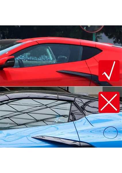 Chevrolet Corvette C8 2020-2023 Araba Arka Üçgen Pencere Panjurları Üçgen Güneşlik Modifiye Siyah (Yurt Dışından) fiyatları