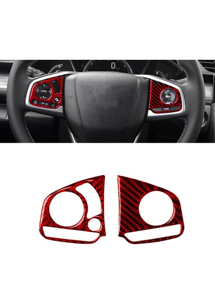 Direksiyon Simidi Düğme Anahtarı Kapağı Trim Dekor Sticker Abs Kırmızı Karbon Fiber Honda Civic 10. Nesil 2016 2017 2018 2019 (Yurt Dışından)