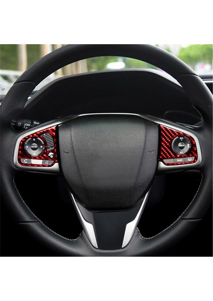 Direksiyon Simidi Düğme Anahtarı Kapağı Trim Dekor Sticker Abs Kırmızı Karbon Fiber Honda Civic 10. Nesil 2016 2017 2018 2019 (Yurt Dışından)