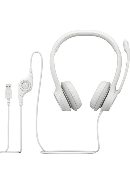 H390 USB Gürültü Önleyici Mikrofonlu Beyaz Kulaklık -981-001286