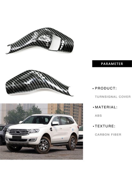Ford Ranger Everest 2015+ Için Araba Ön Cam Silecek Kolu Kapağı Dekor Sticker Döşeme Sinyal Kolu Anahtarı, Siyah Karbon (Yurt Dışından)